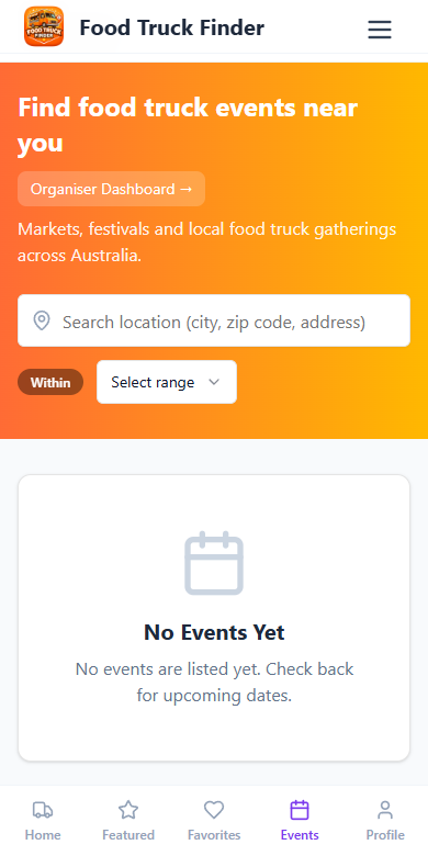 Browse events: public app screenshot