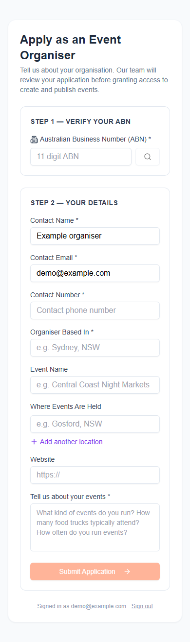 Introduce your event: FTF interface with example data